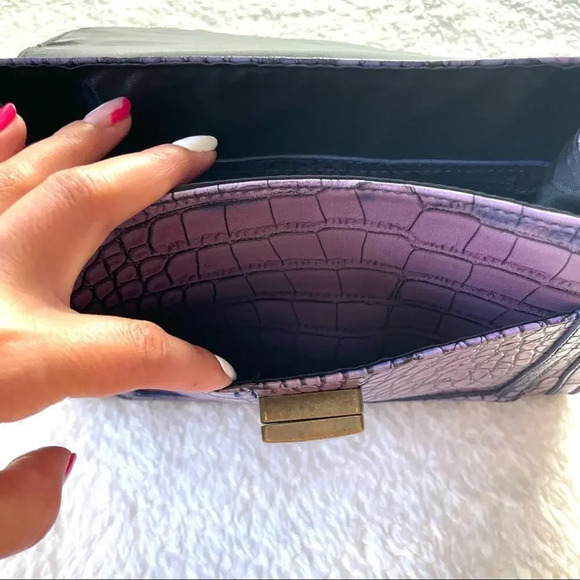 The Emily Bag Crocodile Print Purple Handbag Spring Summer - Picture 5 of 14